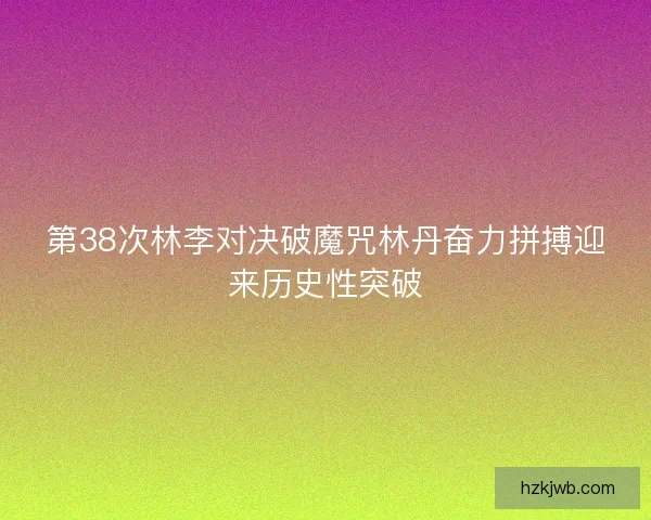 第38次林李对决破魔咒林丹奋力拼搏迎来历史性突破